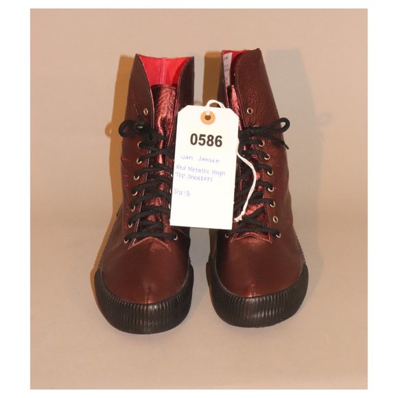 Jan Jansen Red Metallic High Top Sneakers NWOT Size 8 - Picture 4 of 4
